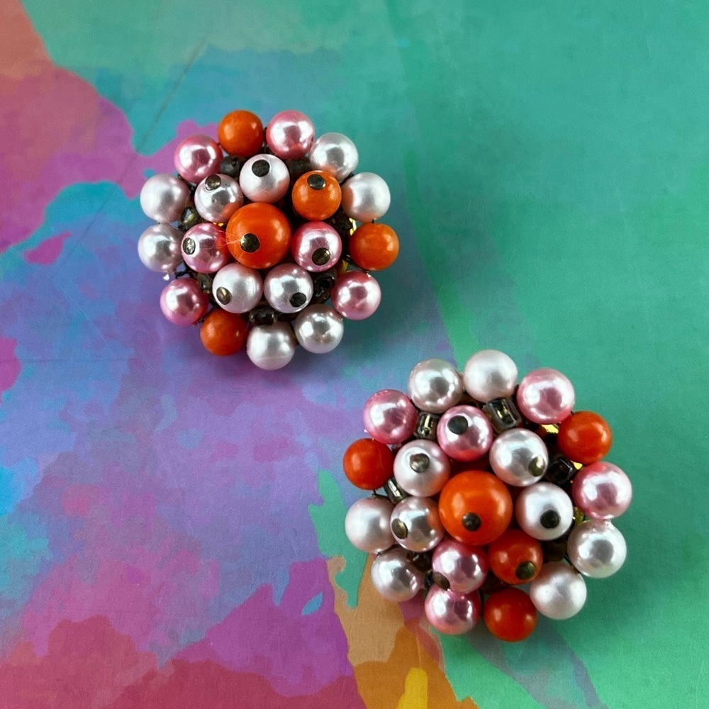 Vintage Beaded Clip-On Earrings​